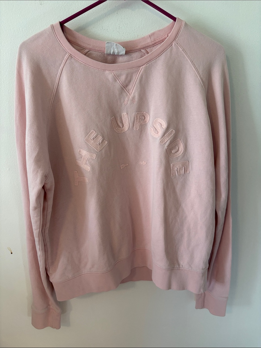 The Upside Light Pink Embroidered Logo Crewneck Sweatshirt
